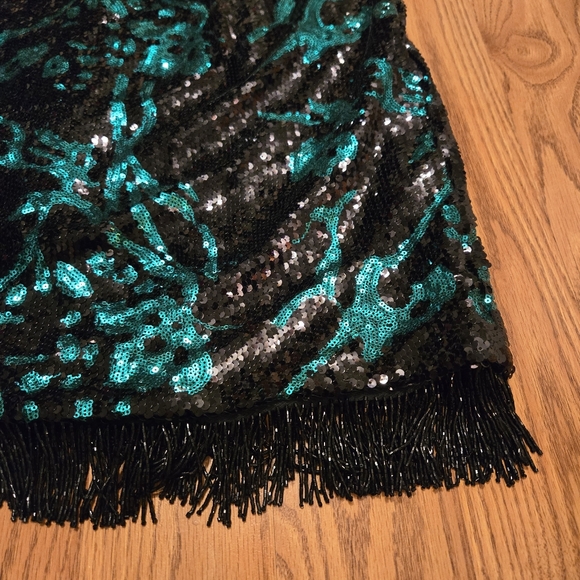 Alyce Jean De Lys Black Emerald Green Sequins Dress Mini Prom Formal Vintage 18 - Picture 15 of 16